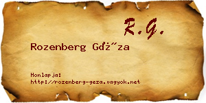 Rozenberg Géza névjegykártya